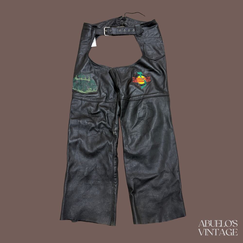 Universal Rider Leather Chaps | Black | Size 38 | Vintage
